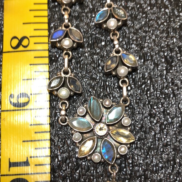 Lavaliere Sterling Labradorite, Citrine, Pearls Necklace - Picture 10 of 14